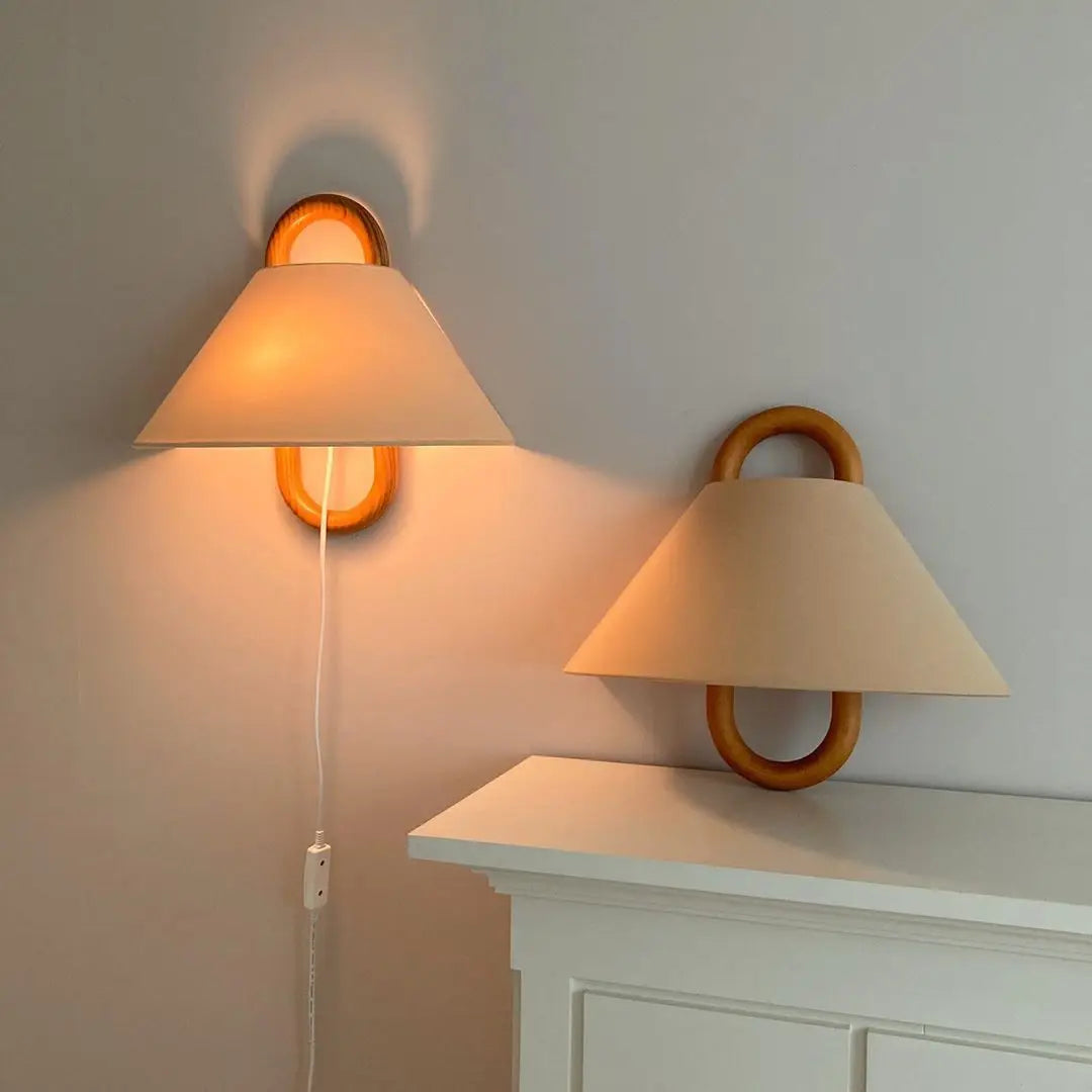 DecorBites™ Beech Wood Wall Lamp: Retro Wabi-Sabi Style for Bedroom, Living Room, and Porch
