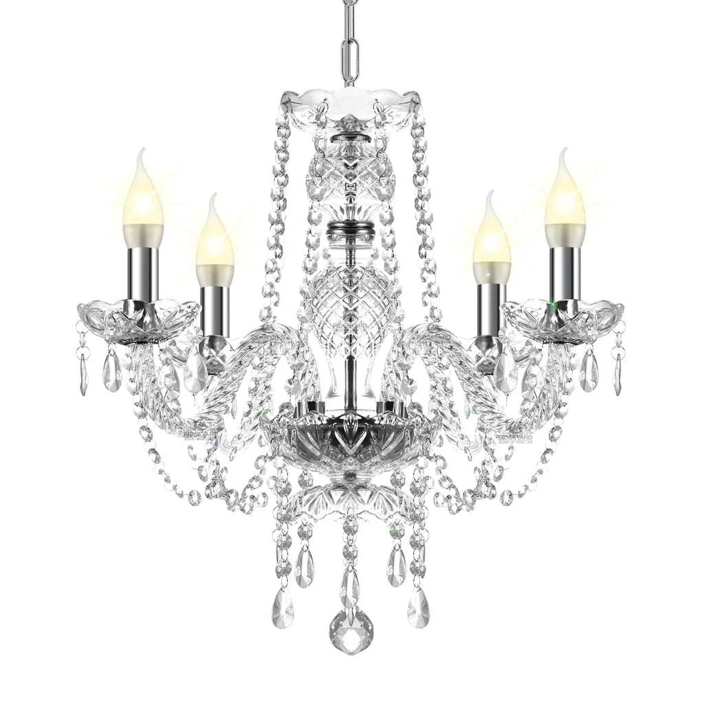 DecorBites™ Crystal Chandelier Pendant Light Cognac Gold LED Luxury Lamp for Dining Living Room