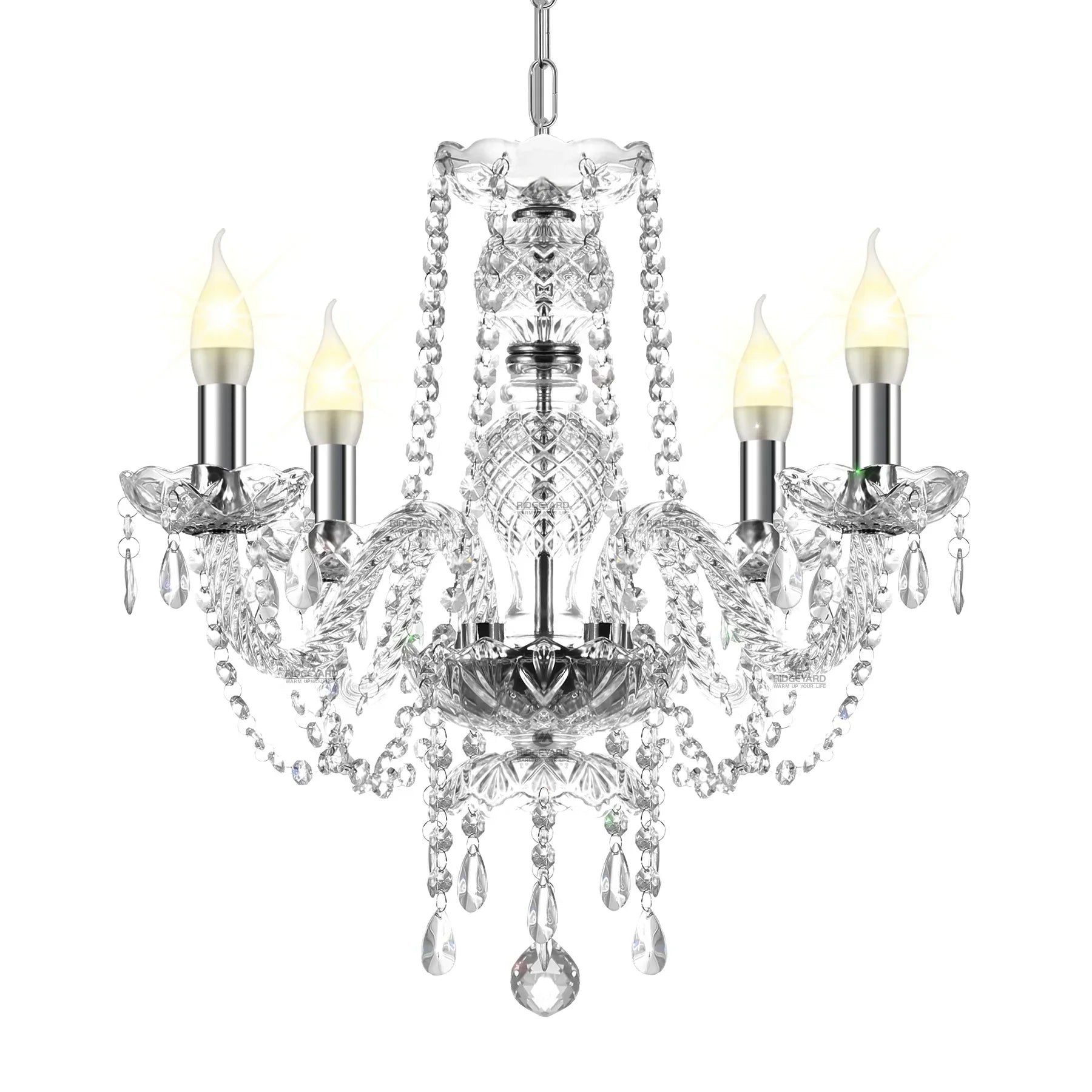 DecorBites™ Crystal Chandelier Pendant Light Cognac Gold LED Luxury Lamp for Dining Living Room