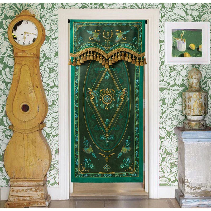 DecorBites™ Botanic Garden Velvet Blackout Curtains - Retro Emerald Green - Luxury Quality