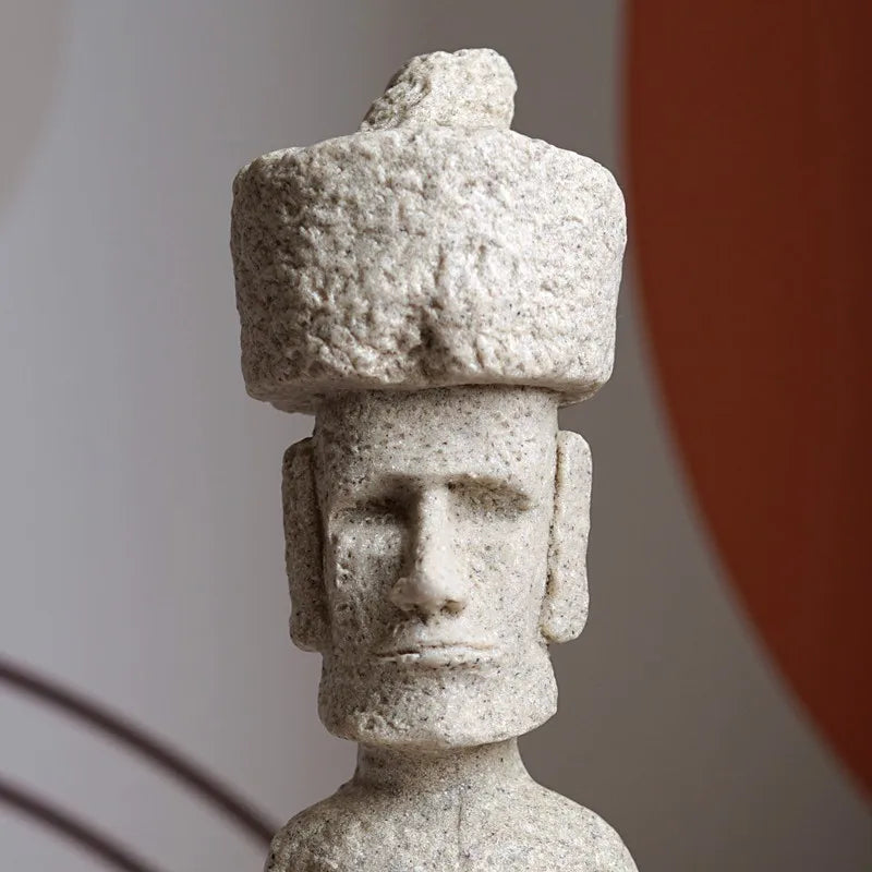 DecorBites™ Easter Island Moai Pukao Statue Figurine Home Office Decoration Living Room Decor Shelf