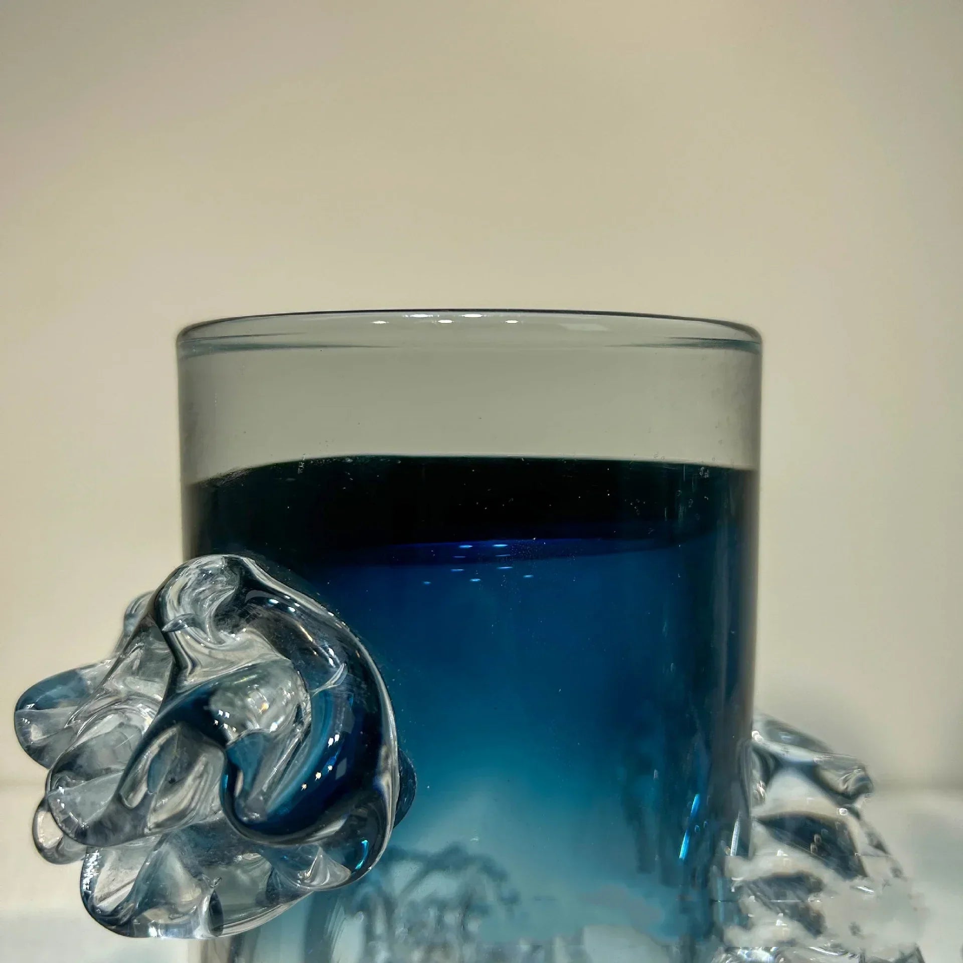 DecorBites™ Blue Gradient Wavy Glass Vase for Floral Arrangements and Room Decor