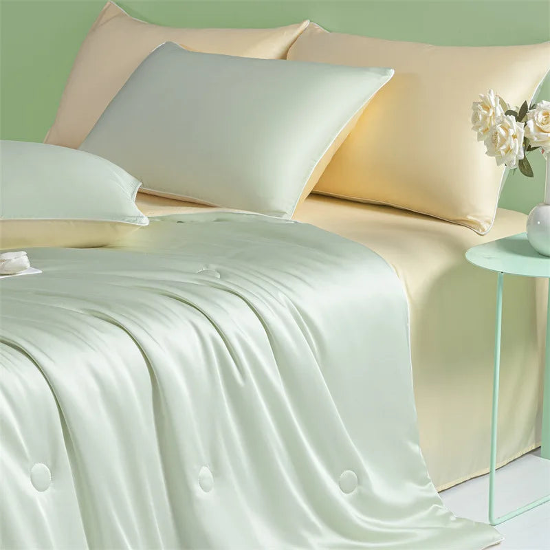 DecorBites™ Cool Ice Silk Summer Quilt Set for Single Double Beds