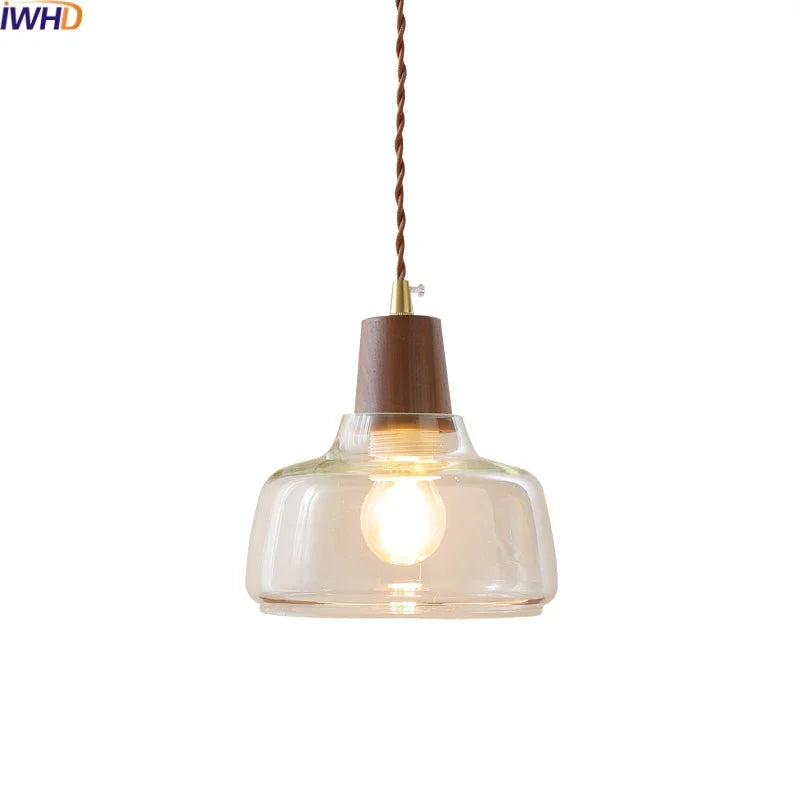 DecorBites™ LED Pendant Lamps for Modern Home Decor - Walnut Glass Hanging Light Fixtures