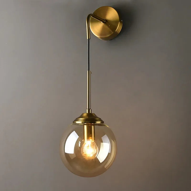 DecorBites™ Golden Glass Ball Wall Sconce Light Fixture for Modern Living Room Decor