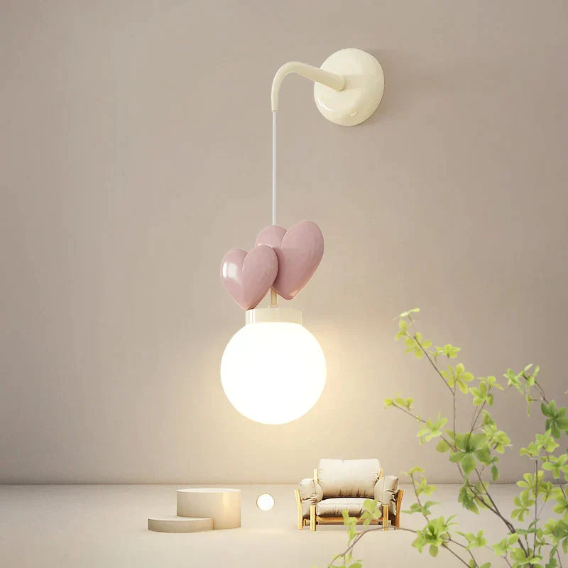 DecorBites™ Children's Love Wall Lamp Purple Red Pink for Nursery School Kids Baby Room Decor