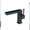 DecorBites™ Digital Display Square Sink Mixer with Single Handle in Gray.