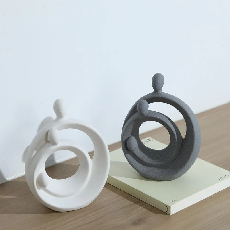 DecorBites™ Abstract Family Sculpture Set Geometric Home Decoration Ornaments