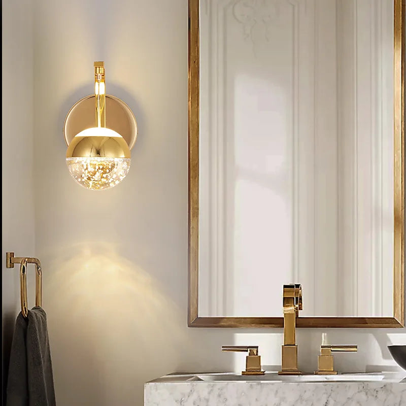 DecorBites™ Gold Crystal Bubble Wall Sconce Light for Home Bedroom Decor