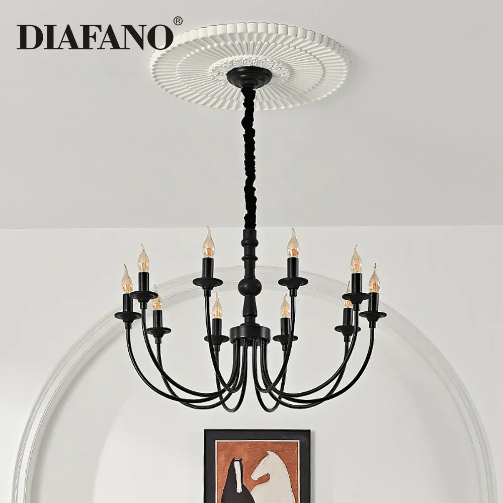 DecorBites™ Black Metal Chandelier 8 Heads Pendant Lights for Home Decor