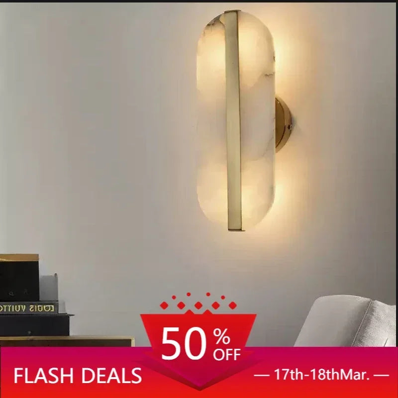 DecorBites™ Alabaster Oval Marble Wall Lamp for Indoor Living Room Bedroom Kitchen Corridor Lighting