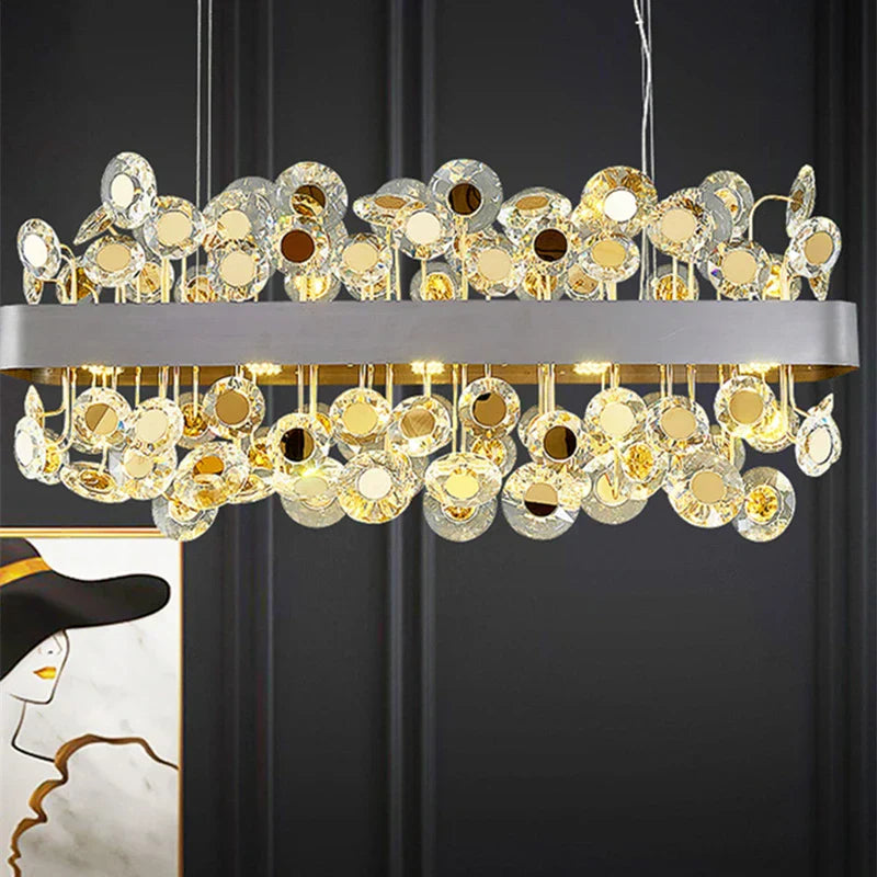 DecorBites™ Crystal Pendant Chandelier for Kitchen Living Room Restaurant Island