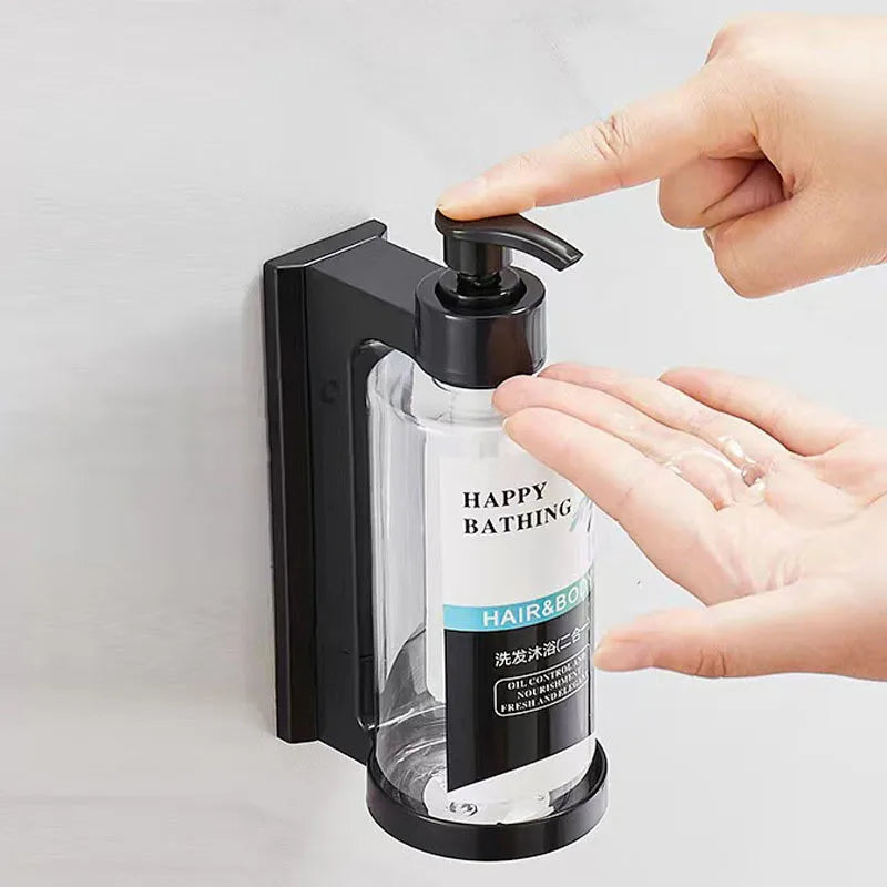 DecorBites™ Amber Soap Dispenser & Shampoo Bottles Set for Drill-Free Bathroom Storage