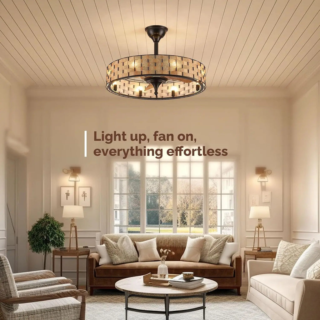DecorBites™ Crystal Ceiling Fan with Birdcage Design, Iron Lampshade, Variable Frequency Remote Control