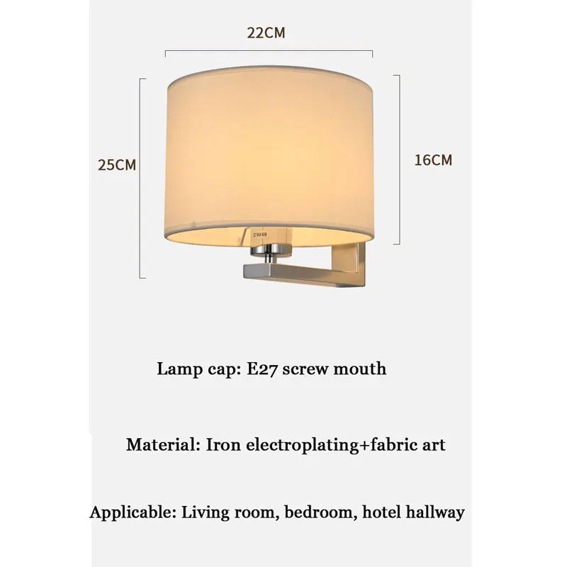 DecorBites™ Chinese Style Wall Lamp Warm Cloth Cover Bedroom Living Room Light