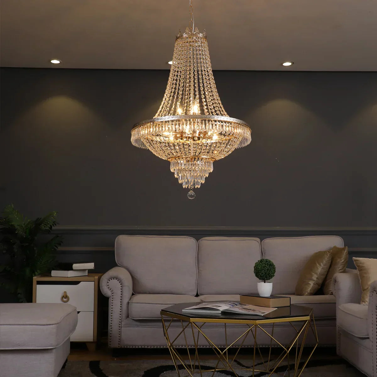 DecorBites™ Crystal Chandelier: Elegant LED Pendant for Luxury Living Spaces