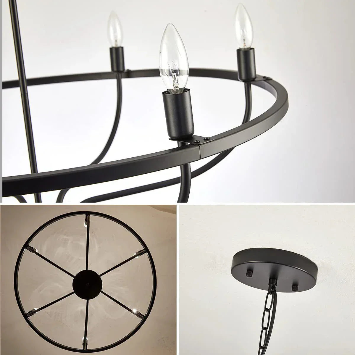 DecorBites™ Industrial Chandelier Light: Retro Iron Pendant Lamp for Living Room, Kitchen, Restaurant