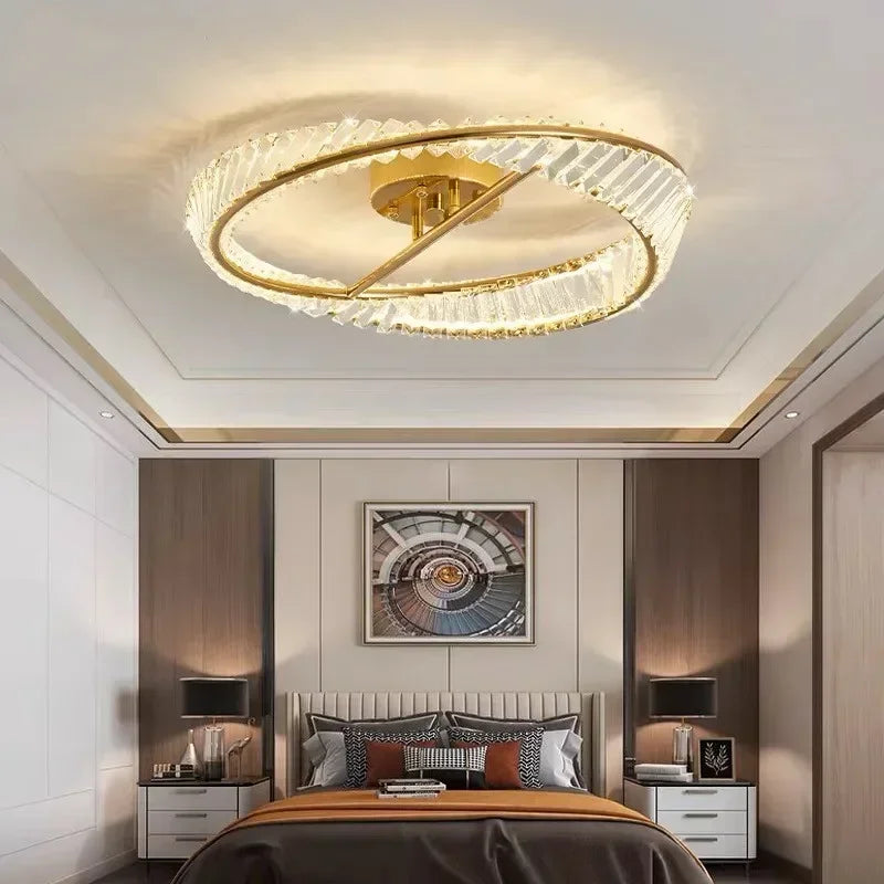 DecorBites™ Crystal Ring Ceiling Lamp - Modern Luxury LED Chandelier for Master Bedroom & Living Room