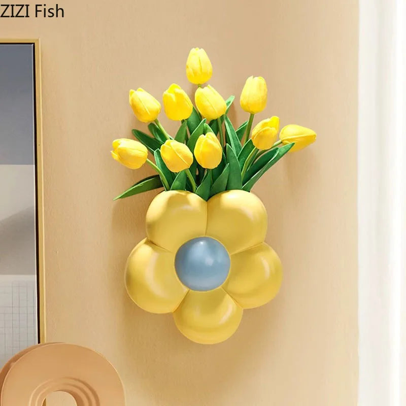 DecorBites™ Cartoon Flower Vase: Desk & Wall Décor for Aesthetic Rooms