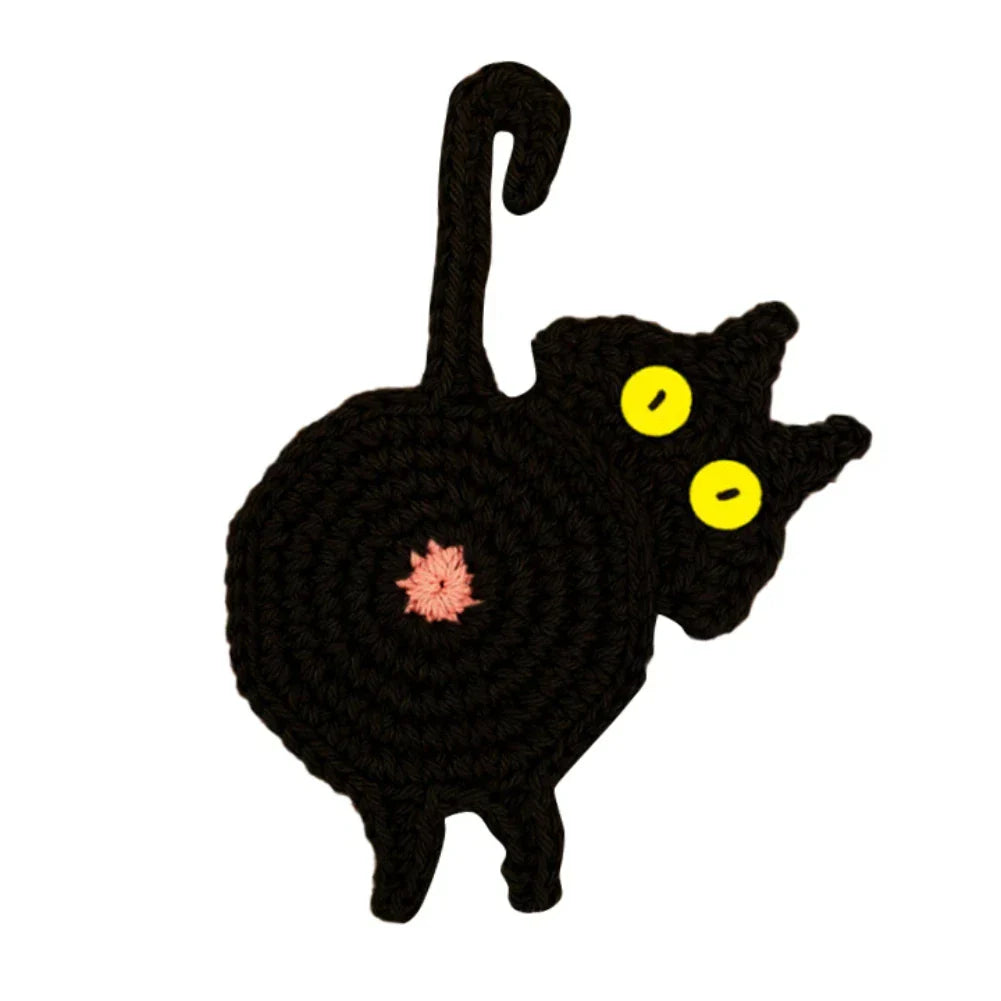DecorBites™ Cat Butt Coasters: Handmade Funny Kitties Cup Mat - Set of 4