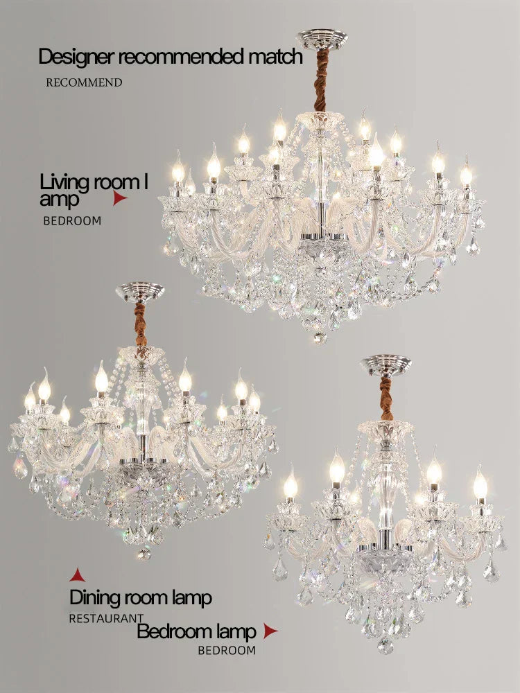 DecorBites™ Crystal Chandelier LED Candle K9 Crystal Lamp for Living Dining Bedroom Shop