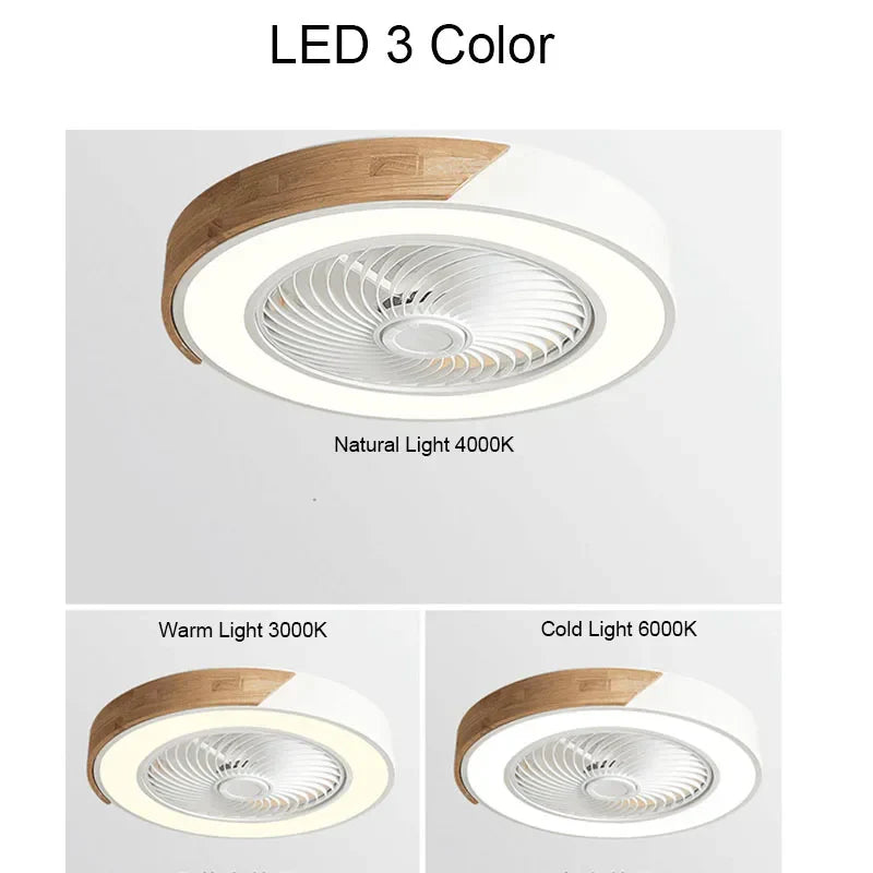 DecorBites™ 52CM DC Motor Ceiling Fan Light 6 Speeds 36W Wood Fans Lamp