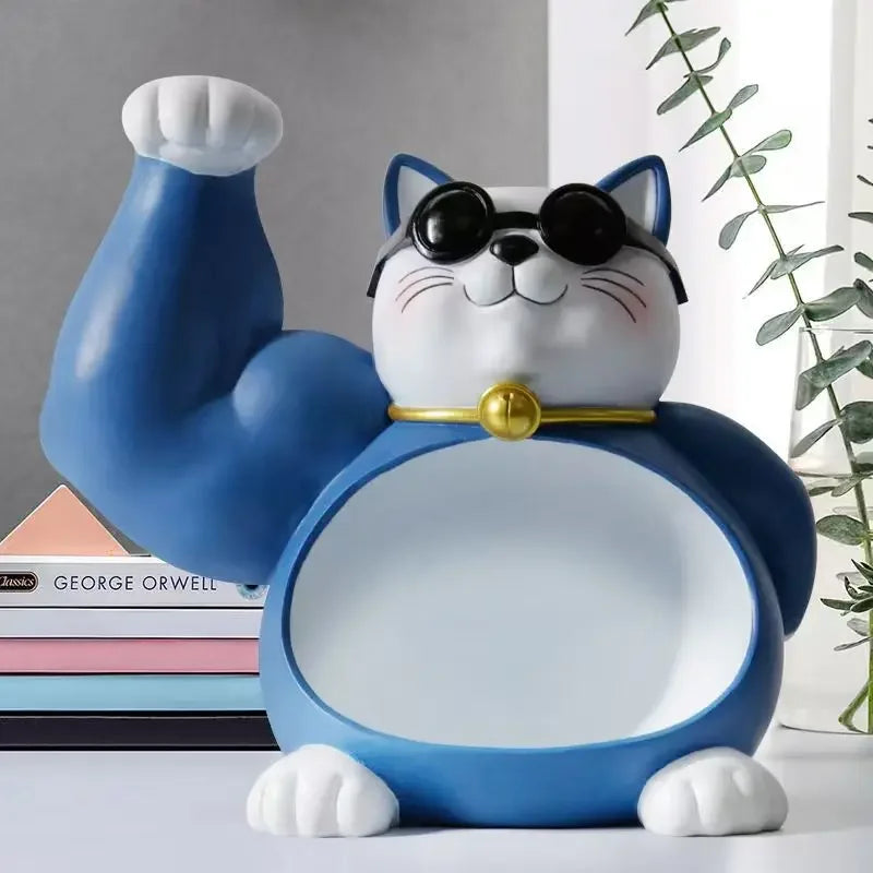 DecorBites™ Lucky Cat Remote Control Organizer Resin Figurine Modern Home Decor
