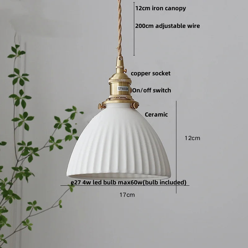 DecorBites™ Ceramic Copper Pendant Light Bar Coffee Kitchen E27 Knob Switch LED Fixture