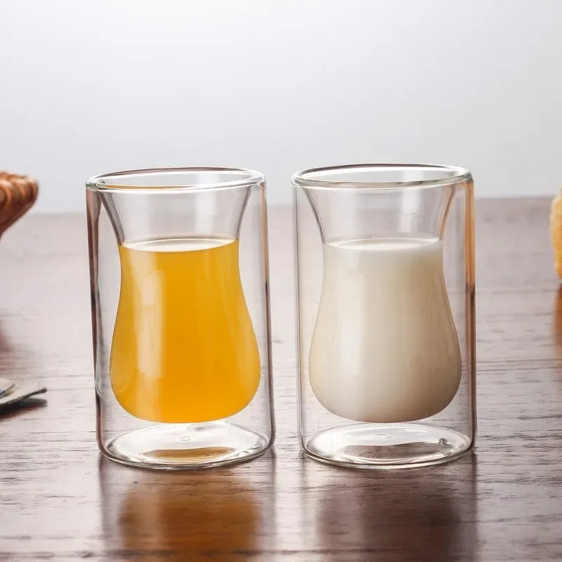 DecorBites™ Double Bottom Glass Mug for Wine, Whiskey, Coffee, Tea, Juice, Water - Wholesale