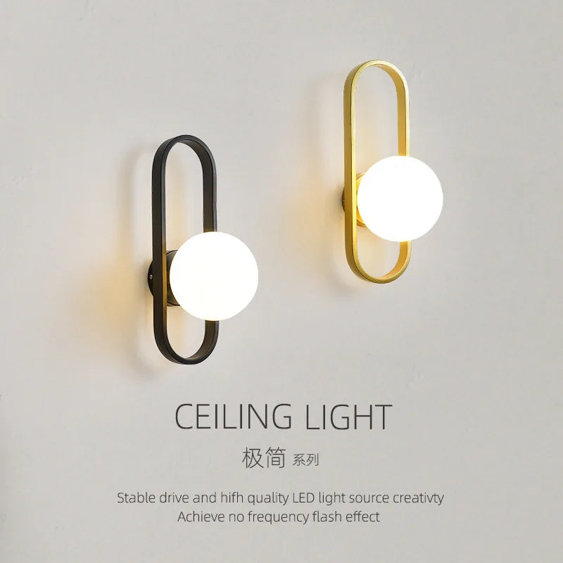 DecorBites™ LED Glass Wall Sconce Lamp for Bedroom Living Room Staircase