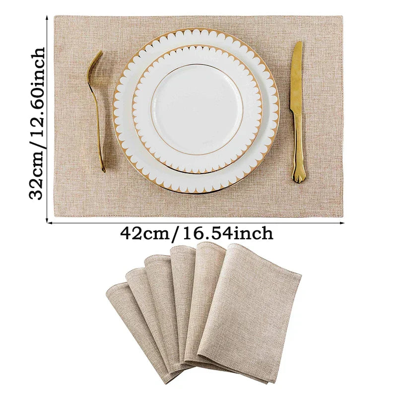 DecorBites™ Dog Cat Pattern Cotton Linen Dining Table Mats 32*42cm