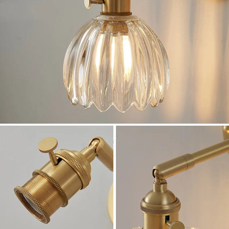 DecorBites™ Clear Glass LED Wall Lights Up Down Rotate Copper Nordic Sconce Fixtures