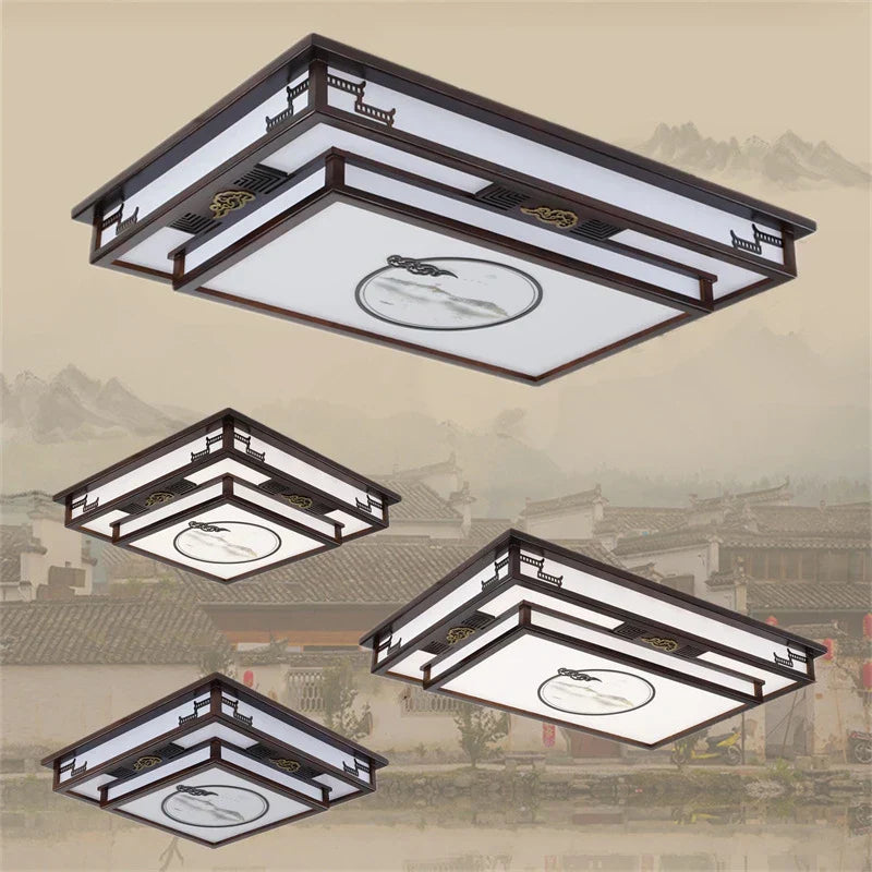 DecorBites™ Antique Style Solid Wood Led Ceiling Light for Living Room Bedroom & Study