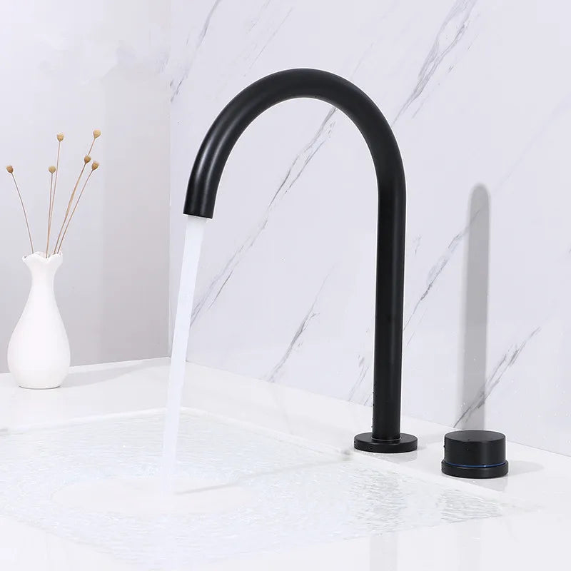 DecorBites™ Brushed Gold Widespread Basin Faucet - Two Hole Bathroom Sink Tap