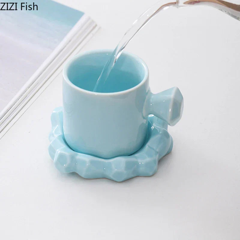 DecorBites™ Bowknot Decor Porcelain Cup & Saucer Set - Elegant Coffee Mug for Dining Table