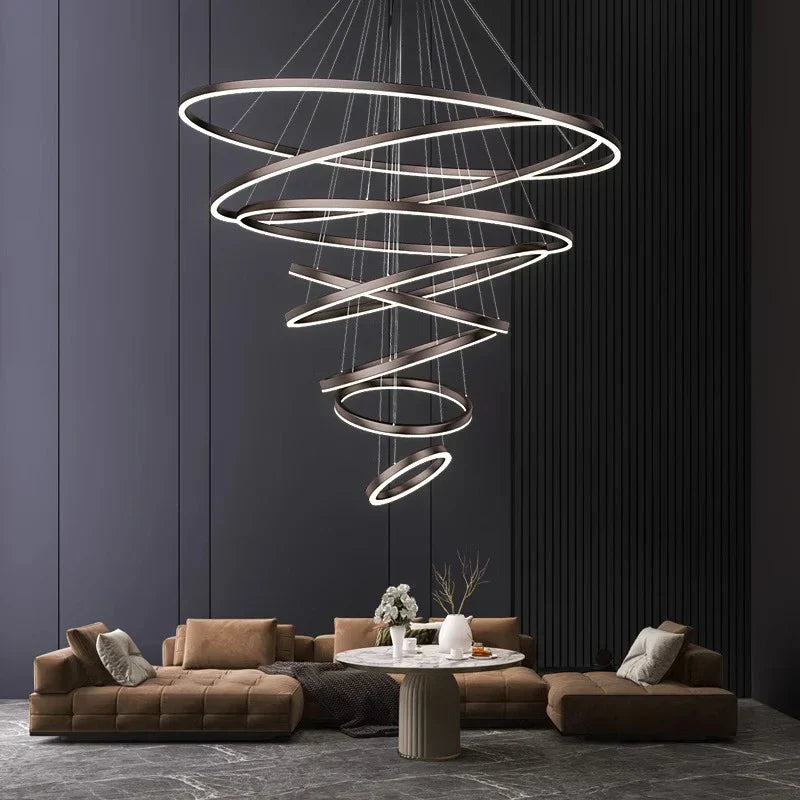 DecorBites™ Crystal Chandelier Stair Pendant Lamp Living Room Pendant Lights Interior Lighting