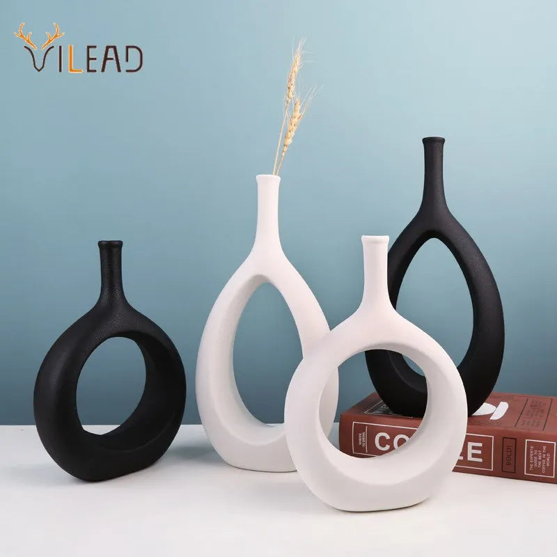 DecorBites™ Ceramic Vase Nordic Style Pampas Grass Home Decor Office Ornament