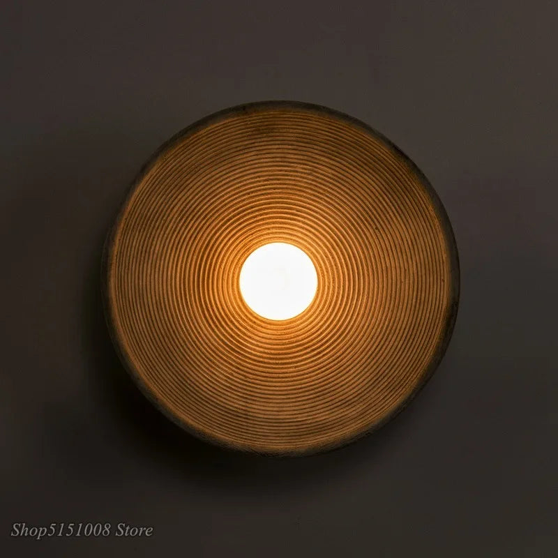 DecorBites™ Japanese Style Circle Wall Lamp for Bedroom, Living Room, Dining Room, Aisle Décor