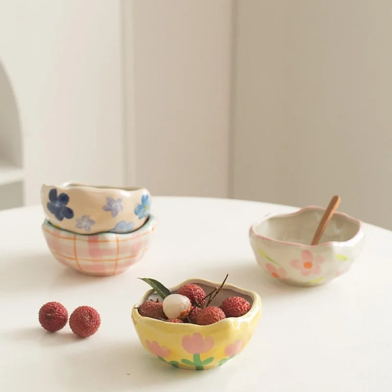 DecorBites™ Ceramic Salad Bowl Set - 13.5oz Creative Ins Wind Underglaze Lovely Design