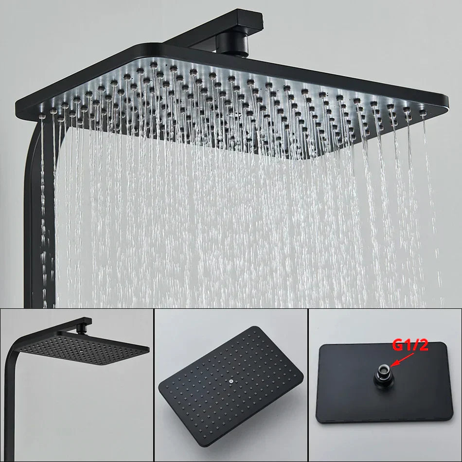 DecorBites™ Digital Display Thermostatic Shower Faucet Set with Rain Shower Head