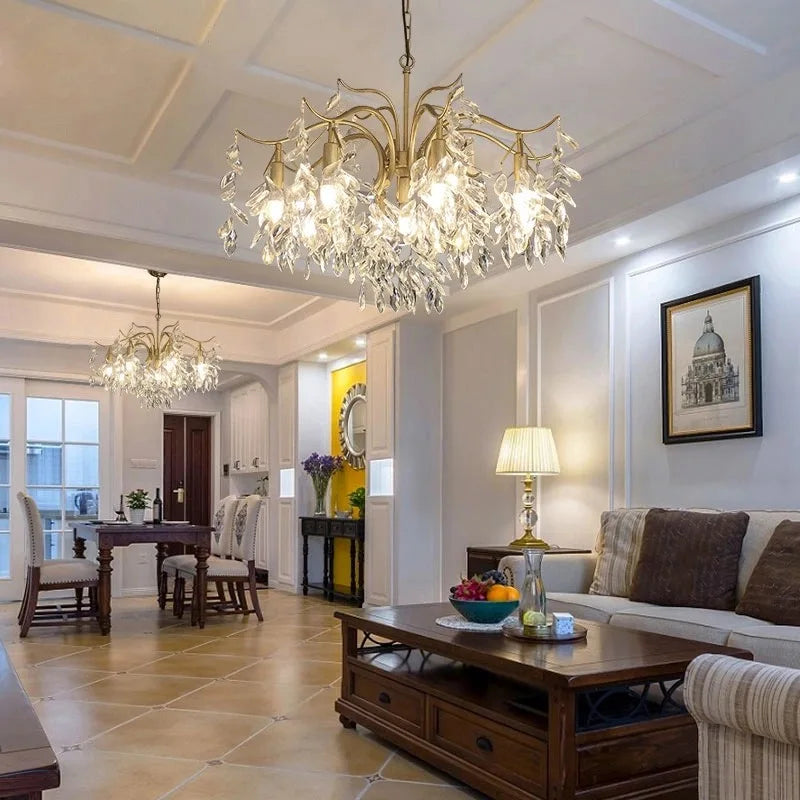 DecorBites™ Crystal Chandelier: Modern Luxe LED Branch Lighting for Living Room and Bedroom.