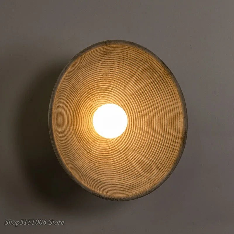 DecorBites™ Japanese Style Circle Wall Lamp for Bedroom, Living Room, Dining Room, Aisle Décor
