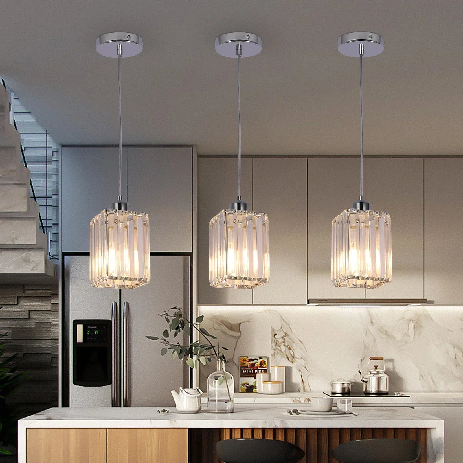 DecorBites™ Crystal Chandelier Luxury Ceiling Lamp LED Modern Pendant Light for Indoor Spaces