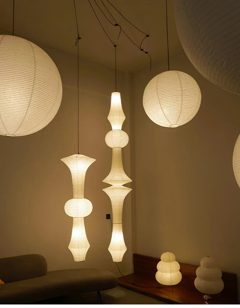 DecorBites™ Akari Rice Paper Pendant Lamp for Living Room Bedroom - Wabi Sabi Design