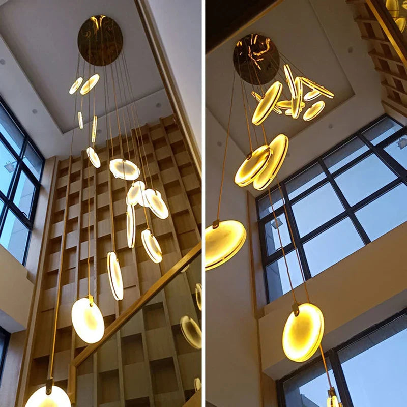 DecorBites™ 2025 Art Deco Marble Golden Lustre LED Chandelier Lighting