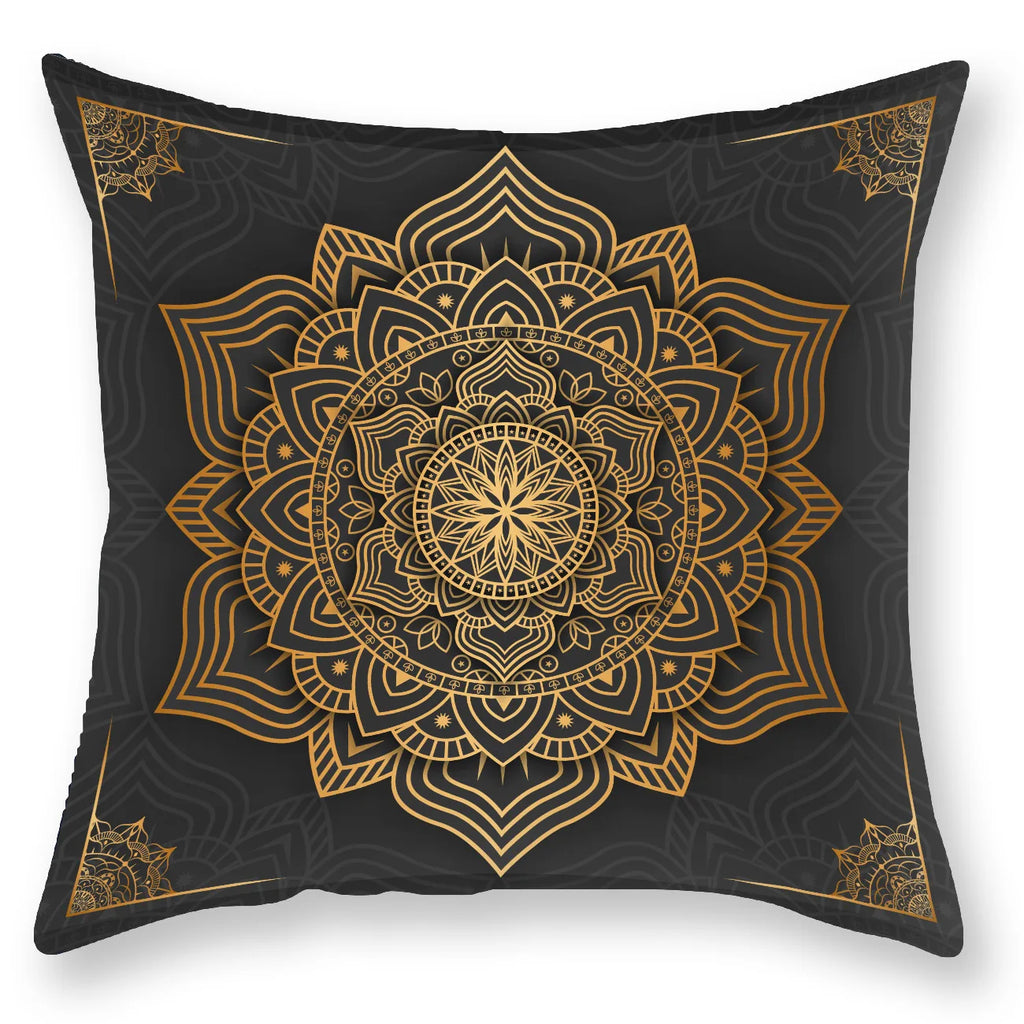 DecorBites™ Black Gold Mandala Luxury Printed Pillowcase §