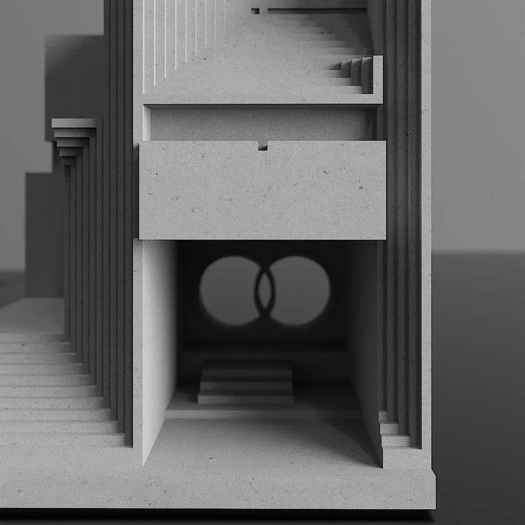 DecorBites™ Concrete Home Decoration: Brian Family Cemetery Model for Living Room Desktop.