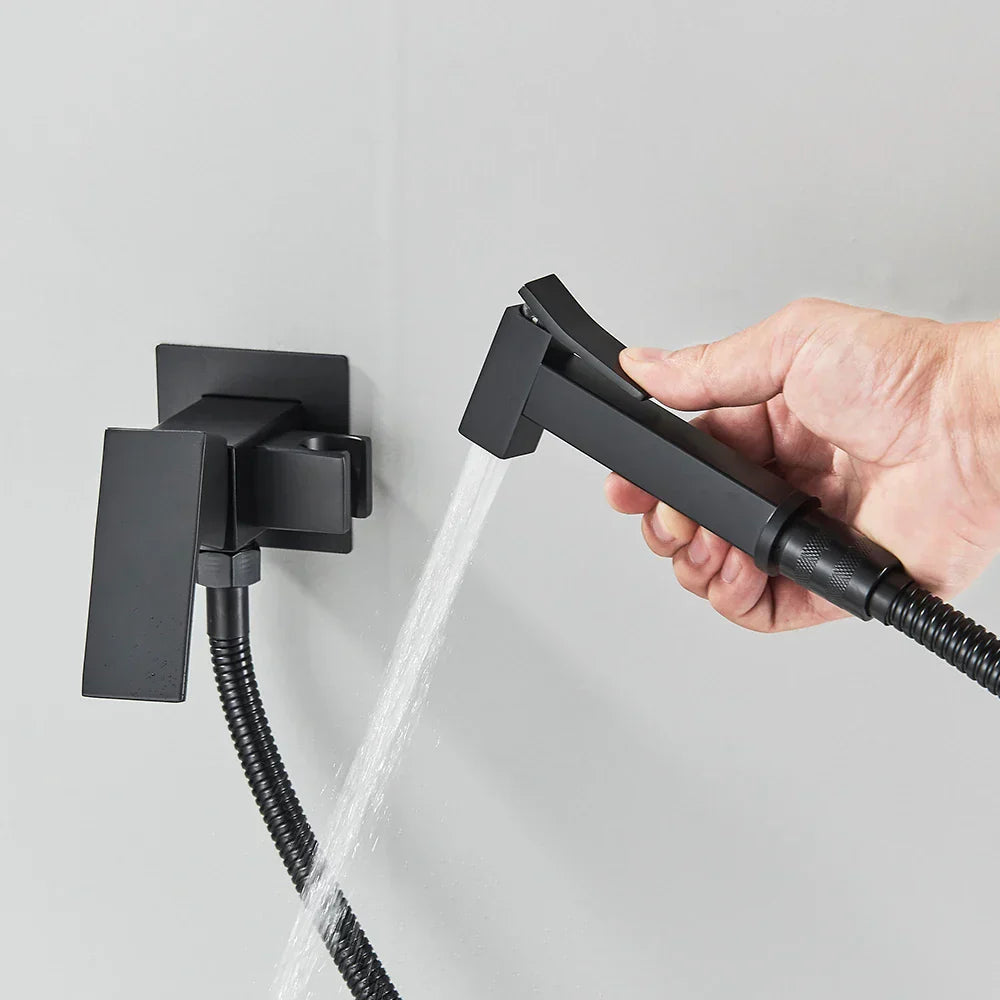 DecorBites™ Black Bidet Faucet Wall Mount Shower Tap Toilet Sprayer Mixer