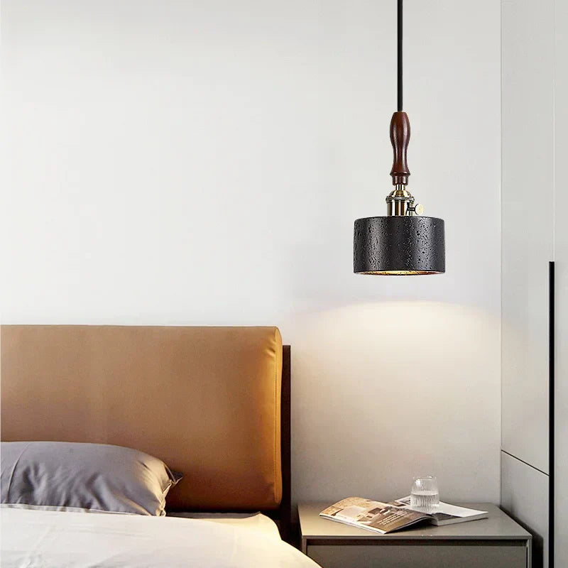 DecorBites™ LED Pendant Lights Black Travertine Table Hanging Lamp for Bedroom Living Dining Room