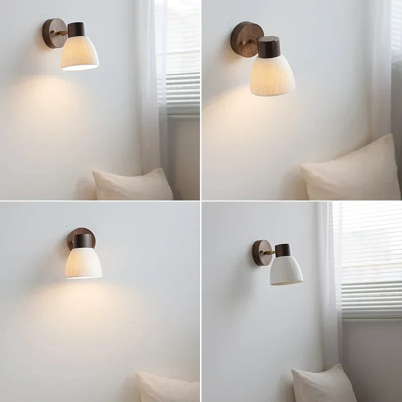 DecorBites™ Ceramic Walnut Wood Wall Light - Modern Nordic Bar Reading Bedside Lamp